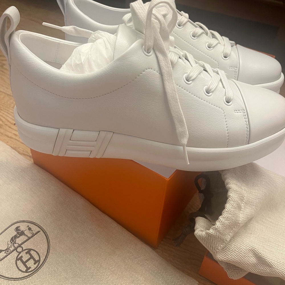 Hermes White Athletic Shoes